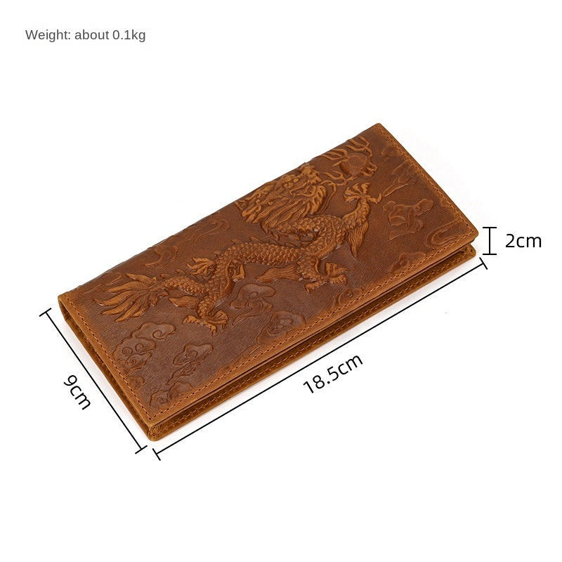 High-grade Two-fold Long Wallet, Cowhide Multi-card Slot Business Wallet