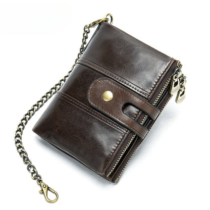 Men's Genuine Leather Zipper Wallet Coin Purse