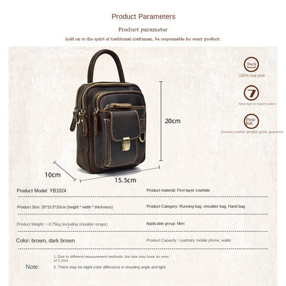 Full-grain Cowhide Multifunctional Handbag Men's Crossbody Bag