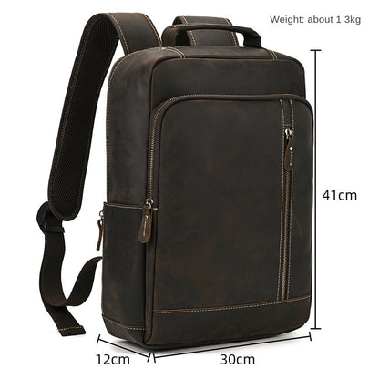 Full-grain leather 16 inch Large Capacity Backpack, Shoulder Bag