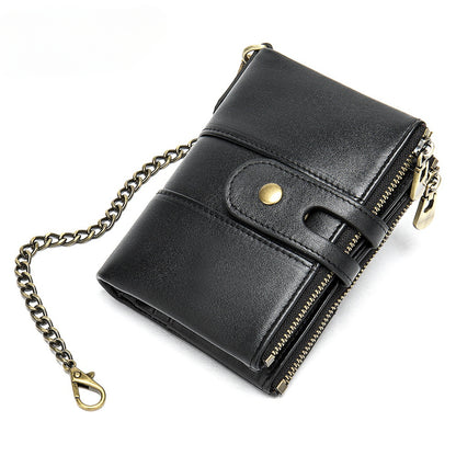 Men's Genuine Leather Zipper Wallet Coin Purse