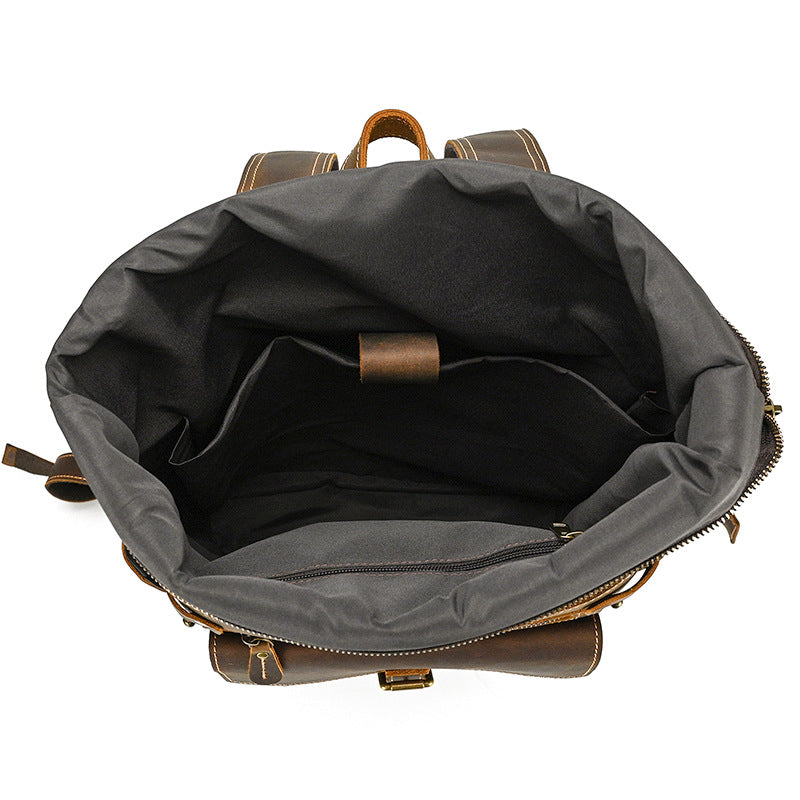 Retro Men's Backpack Crazy Horse Leather Large-capacity 16 Inch Computer Bag