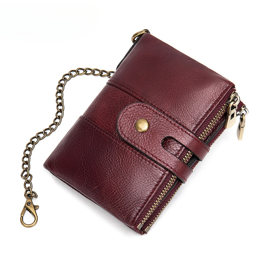 Men's Genuine Leather Zipper Wallet Coin Purse