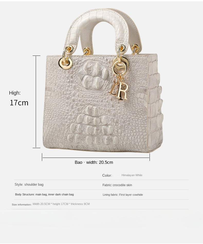 New Himalayan White Crocodile Handbag Women's Shoulder Crossbody Bag