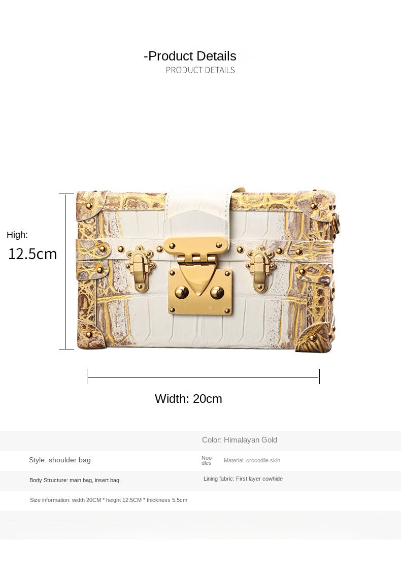 Himalayan Gilded Crocodile Skin Women's Bag Luxury Brand Single Shoulder Crossbody Bag