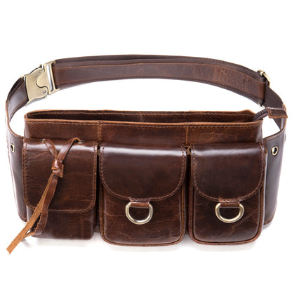 Men's Genuine Leather Waist Bag Retro Full-grain Cowhide Chest Bag