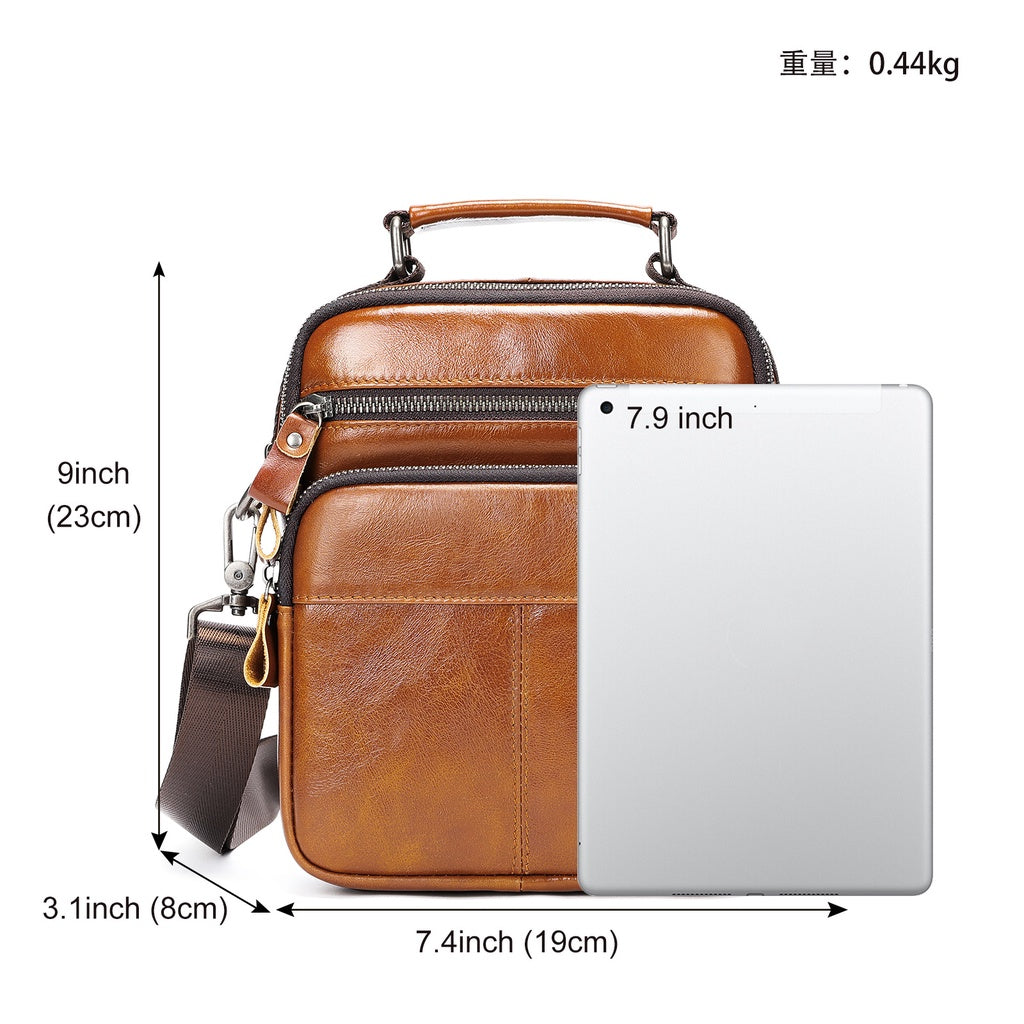 Large Capacity Crossbody Bag Genuine Leather Men's Full-grain Cowhide Business Bag