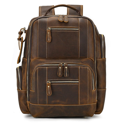 Men's Backpack Crazy Horse Leather Backpack Full-grain Cowhide Computer Bag