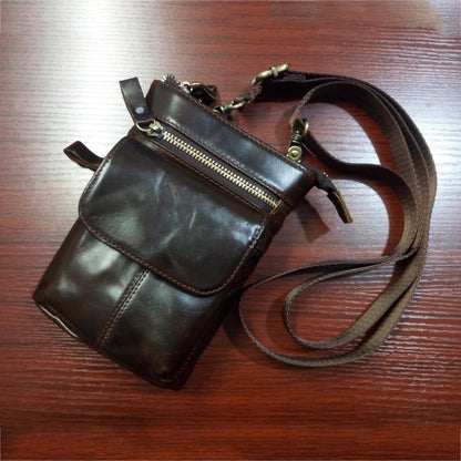 Top-grain Leather Messenger Bag Leather Men Purse Mobile Phone Bag