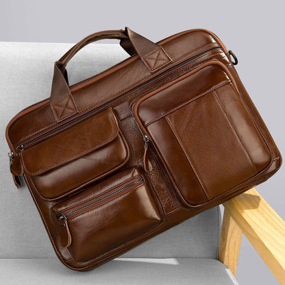 Men's Briefcase, Full-grain Cowhide High-capacity Computer Bag, Shoulder Bag