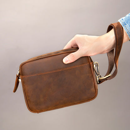 Men's Single-shoulder Crossbody Bag Genuine Leather Large Capacity Handbag