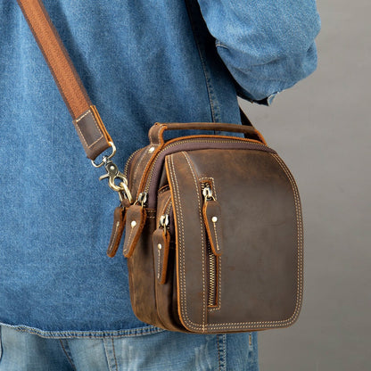 Top-grain Leather Men's Bag Leather Messenger Bag Shoulder Bag