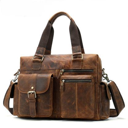 European and American Retro Travel Bag with Large Capacity Cowhide One Shoulder Handbag