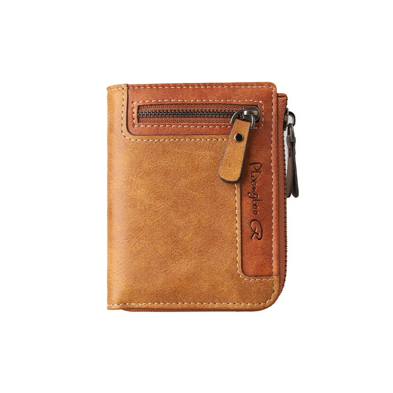 Men's Wallet Zipper Leather Short Wallet