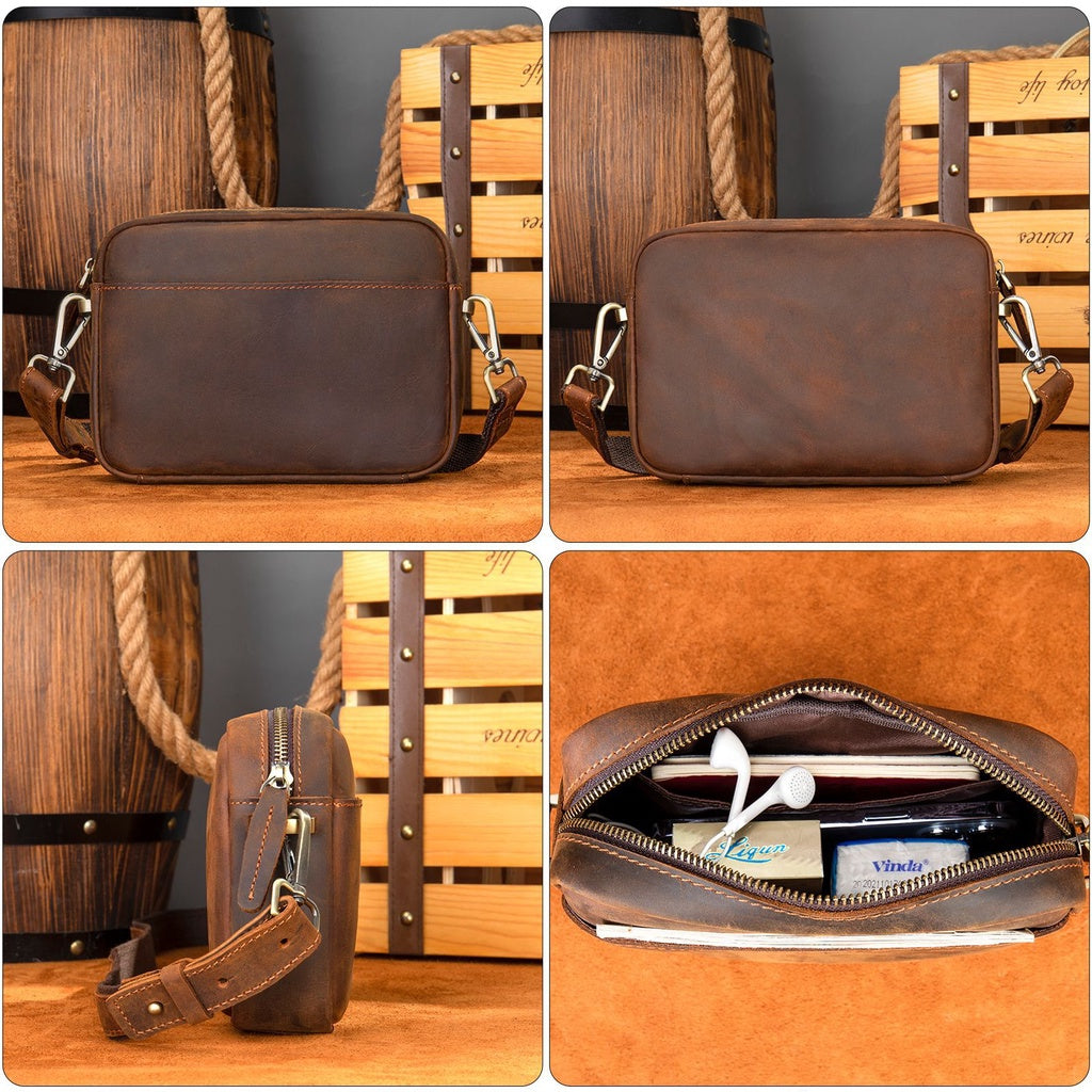 Men's Single-shoulder Crossbody Bag Genuine Leather Large Capacity Handbag