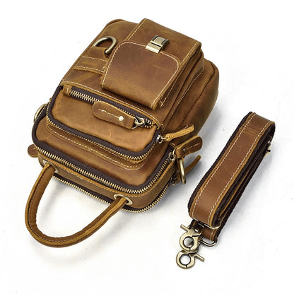 Full-grain Cowhide Multifunctional Handbag Men's Crossbody Bag