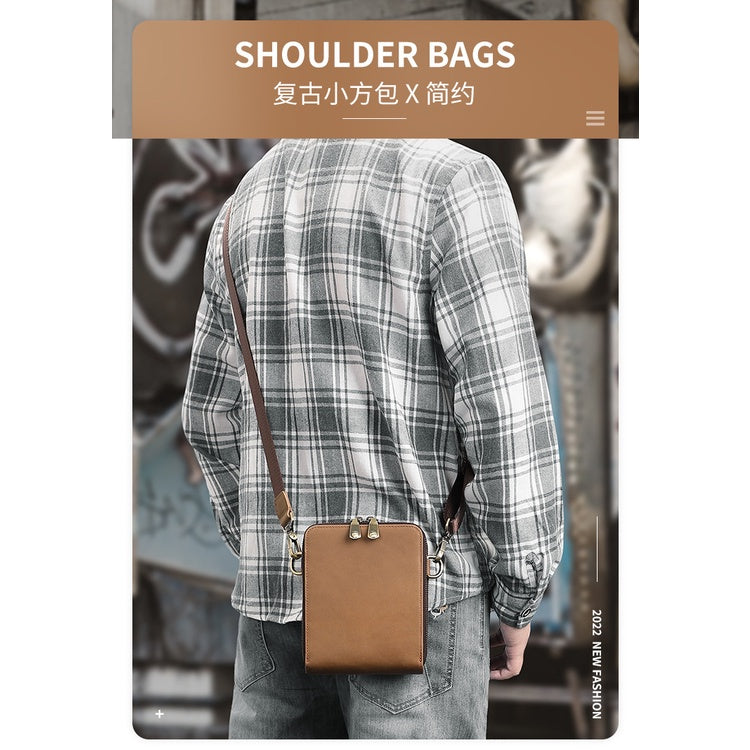 Men's Crossbody Bag, Full-grain Cowhide Small Bag, Single Shoulder Bag