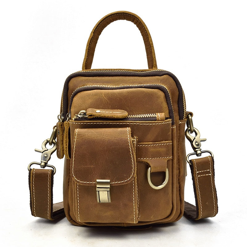 Full-grain Cowhide Multifunctional Handbag Men's Crossbody Bag