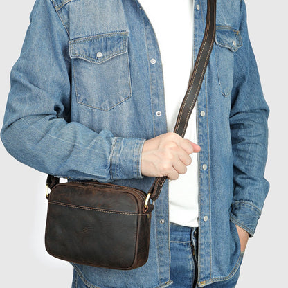 Men's Single-shoulder Crossbody Bag Genuine Leather Large Capacity Handbag