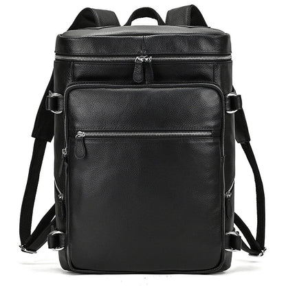 Men's Retro Leather Backpack, Large Capacity Outdoor Travel Bag, Computer Bag