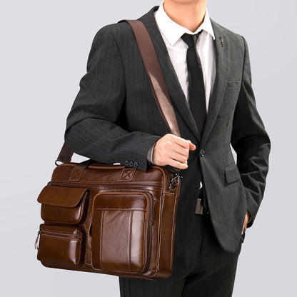 Men's Briefcase, Full-grain Cowhide High-capacity Computer Bag, Shoulder Bag