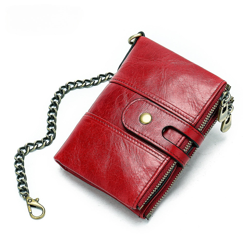 Men's Genuine Leather Zipper Wallet Coin Purse