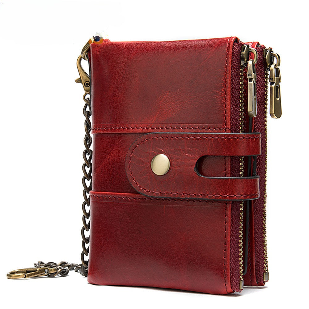 Men's Genuine Leather Zipper Wallet Coin Purse