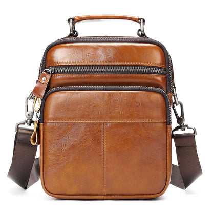 Large Capacity Crossbody Bag Genuine Leather Men's Full-grain Cowhide Business Bag