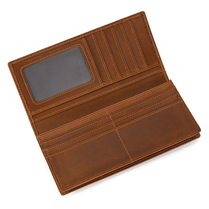 High-grade Two-fold Long Wallet, Cowhide Multi-card Slot Business Wallet