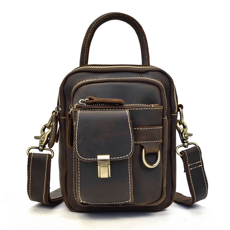 Full-grain Cowhide Multifunctional Handbag Men's Crossbody Bag