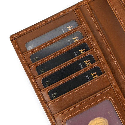 High-grade Two-fold Long Wallet, Cowhide Multi-card Slot Business Wallet