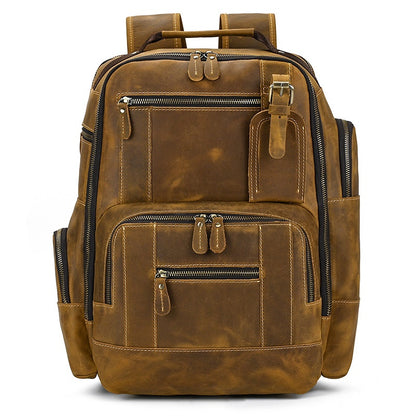 Men's Backpack Crazy Horse Leather Backpack Full-grain Cowhide Computer Bag