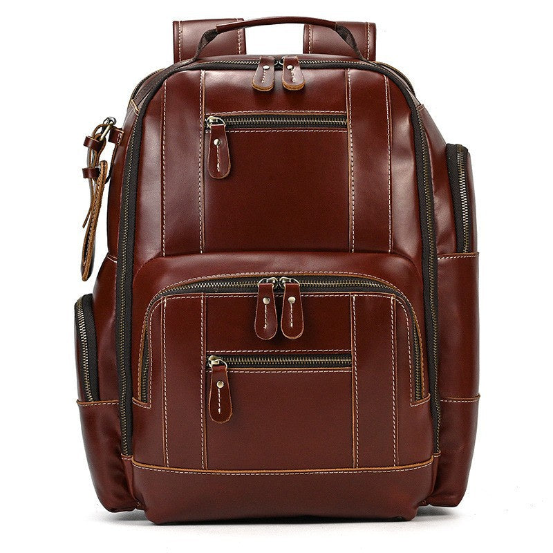 Men's Backpack Crazy Horse Leather Backpack Full-grain Cowhide Computer Bag