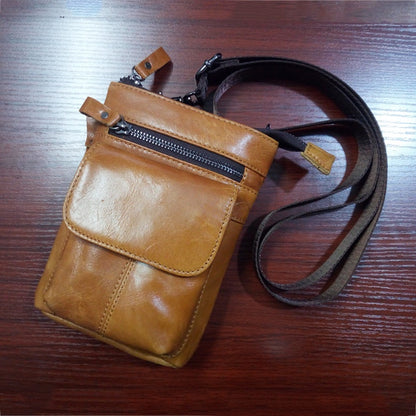 Top-grain Leather Messenger Bag Leather Men Purse Mobile Phone Bag