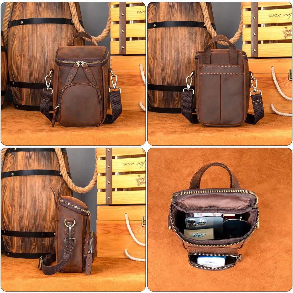 Men's Top-grain Leather Shoulder Bag Large Capacity Crossbody Bag