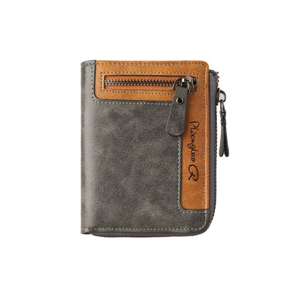 Men's Wallet Zipper Leather Short Wallet