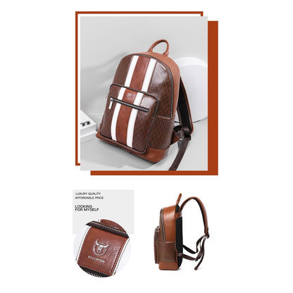 Men‘s Fashion Travel Bag Leather Backpack Waterproof Backpack Large Computer Bag