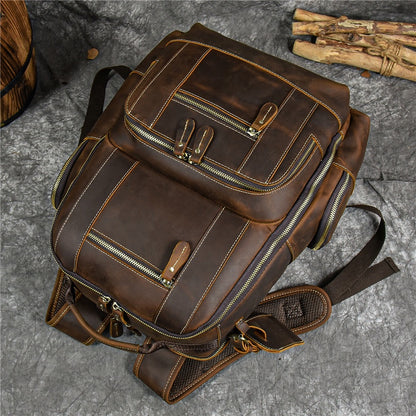 Men's Backpack Crazy Horse Leather Backpack Full-grain Cowhide Computer Bag