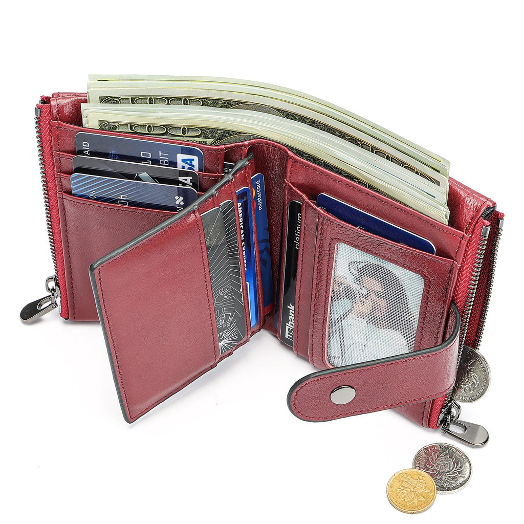 Men's Genuine Leather Zipper Wallet Coin Purse