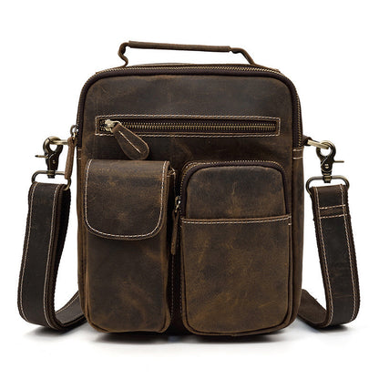 Men's Crazy Horse Leather Crossbody Bag Leisure Messenger Bag